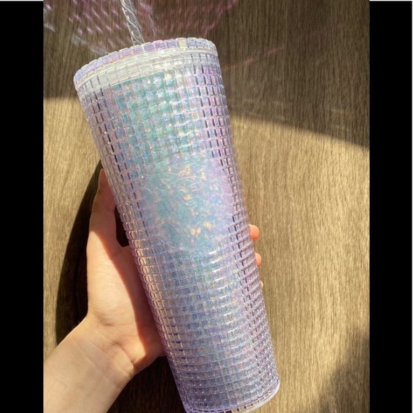 Starbucks China Glitter Grid Iridescent Rainbow Tumbler Cold Cup 24 oz Overseas - Picture 4 of 16